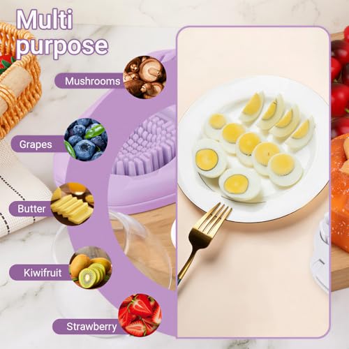 1 Pack Stainless Steel Egg Slicer (1 Pack Purple 3 Cutting Modes Egg Cutter)