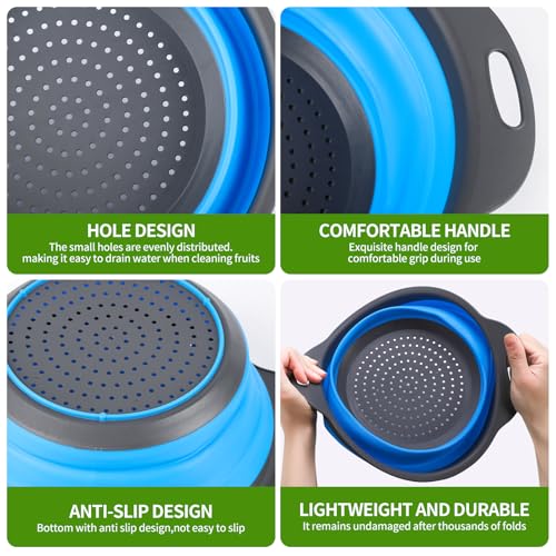 Tri Color Silicone Collapsible Colander Set (3 Count)