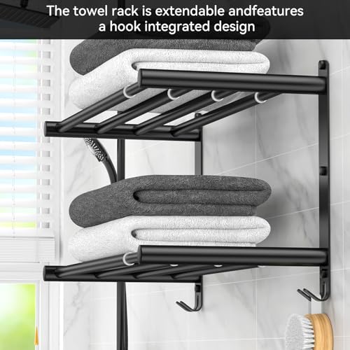 Black Adjustable Towel Bar for Bathroom Wall Mount17