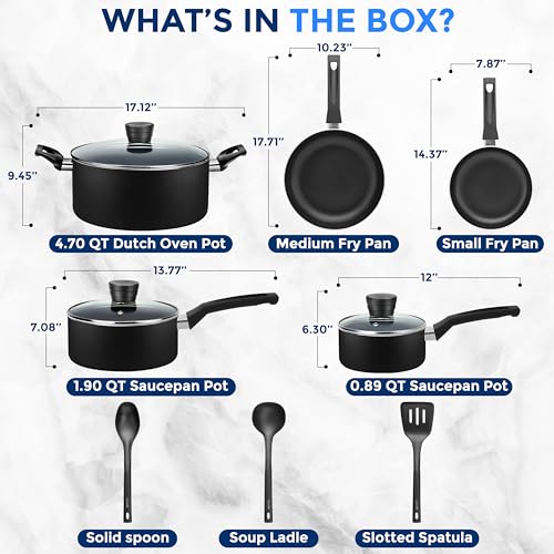 Kitchenware Pots & Pans Basic Kitchen Cookware (11 PIece / Black)