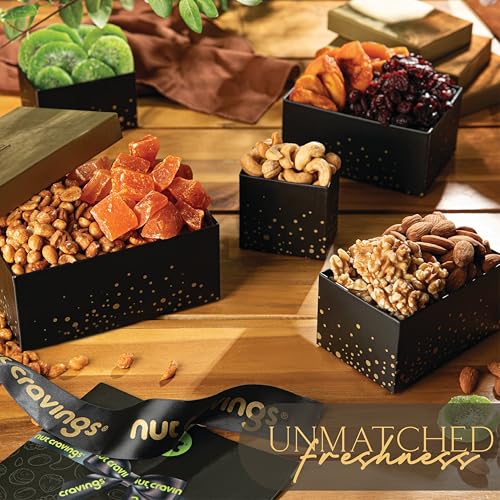 Dried Fruit & Mixed Nuts Gift Basket (8. Black & Gold - 5 Tier Tower)