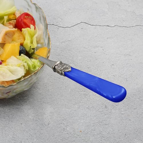 2 piece Salad Servers Stainless Steel Salad Serving Set Salad Fork and Spoon (Deep Blue)