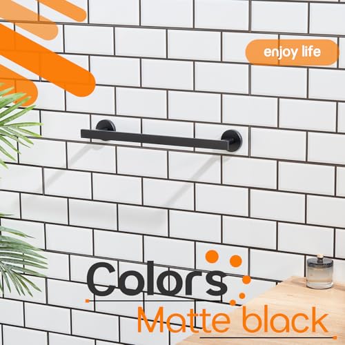 12 Inch Bathroom Towel Bar Bath Towel Rack Kitchen Towel Holder Towel Ring Wall Mounted SUS304 Stainless Steel Matte Black AN4001MB (Matte Black / 12-Inch)