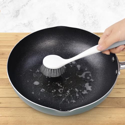2 Pack Kitchen Scrub Brushes for Cleaning Dish Brush with Handle for Pans (Pp Plastic)