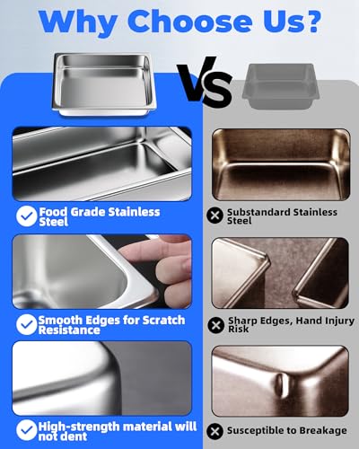 Stainless Steel Steam Table Hotel Pans Set 1 (6" Deep / 1/1 Size Thickened)