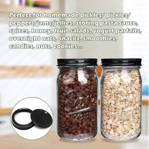Wide Mouth Mason Jars 32 oz 12 Pack (32oz - Jar Split)