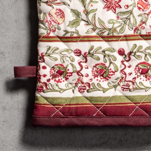 100% Cotton Oven Mitt & Pot Holder Set (051 - Reveillon Au Jardin / 7.5" x 13" & 8" x 8" (Oven Mitt & Pot Holder))
