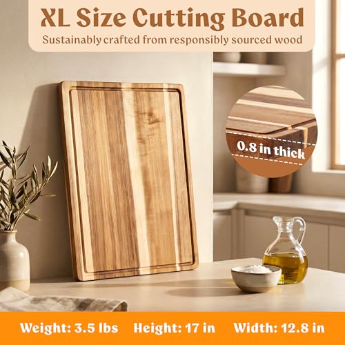 Extra Large Acacia Wood Cutting Board 17x13 (Single Board)