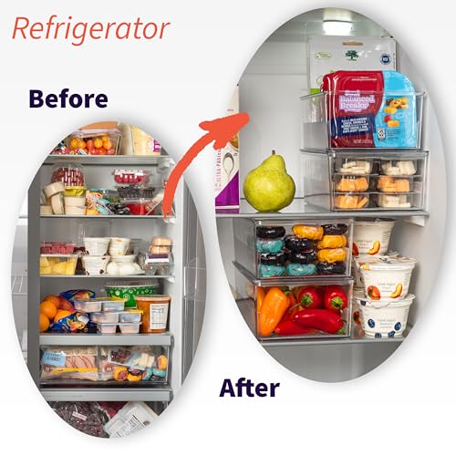 Pantry Organization and Storage Bins with Removable Dividers & Lids (10" x 6" x 3" - 4 Pack)