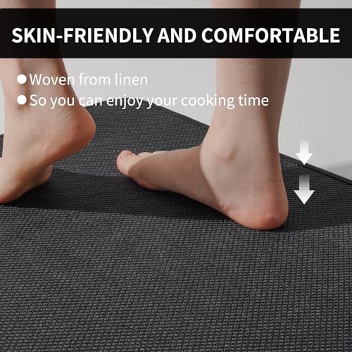 Long Kitchen Runner Rugs Kitchen Mat Non Slip Washable Black 17"x71" (8.264 Sq Ft)
