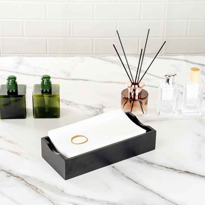 Luxenap 15.8 X 7.9 Inch Linen-Feel Guest Towels, 50 Lettered Hand Towels - Gold Letter 'O', Sans Serif Font, White Paper Dinner Napkins, airlaid, For Restrooms And Tables