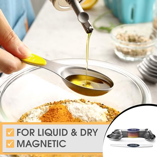 Stainless Steel 8 Magnetic Measuring Spoons (Mountain Sunrise / 1-Pack)