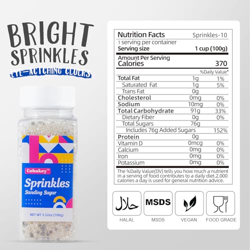 White Sanding Sugar Edible Silver Glitter Stars Mix (White)