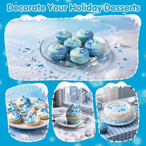 Edible Blue Silver White Pearl Sprinkles (Winter Mix)