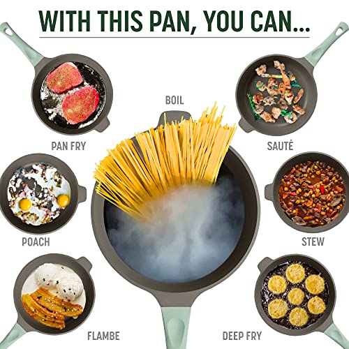 All-in-One Pan, Multilayer Nonstick Cookware Set, High-Performance Construction, Multipurpose Design Replaces Multiple Pots and Pans, Dishwasher Safe, 11-Inch, 4.4-Quart Capacity, Sage Green (Sage Green / 11-Inch / All-In-One Pan)