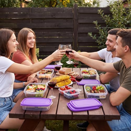 18 Pcs 33 oz Plastic Food Storage Containers with Lids (Purple)