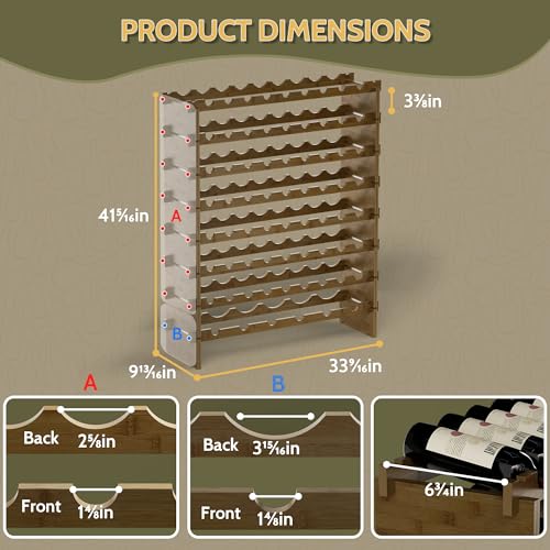 Wine Rack Freestanding Floor (Walnut 8-tier Without Glass Holder)