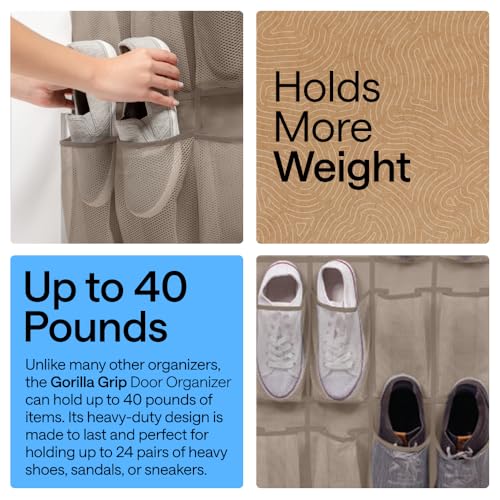 Over the Door Shoe Organizer (Beige / 24 Pockets/4 Hooks)