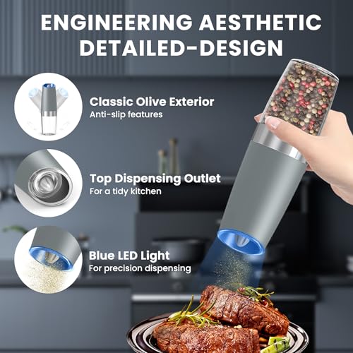Battery Operated Salt And Pepper Grinder Set (Light Grey)