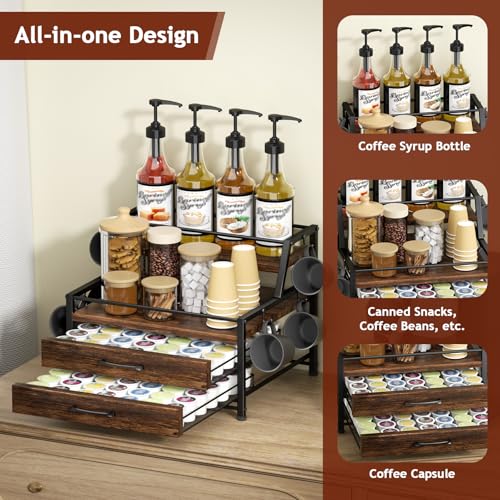 Coffee Syrup Rack Organizer (Rustic Brown)