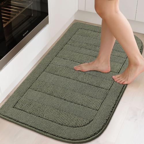 24x40 Inch Kitchen Rugs Non Slip Washable Kitchen Sink Rug (24" x 40" (Semicircular) / Green)