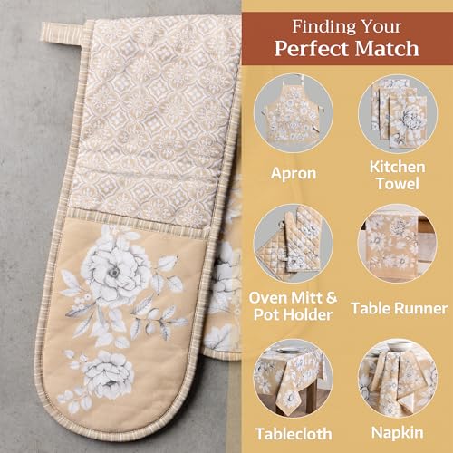Double Oven Mitts 100% Cotton Double Oven Glove (040 - Pretty Autumn / 7" x 35" (Double Oven Mitt))