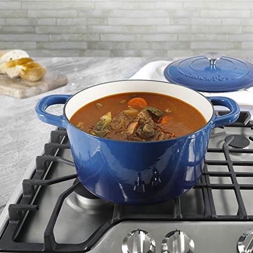 Artisan 7 Quart Round Enameled Cast Iron Dutch Oven (Sapphire Blue / 7-Quart)