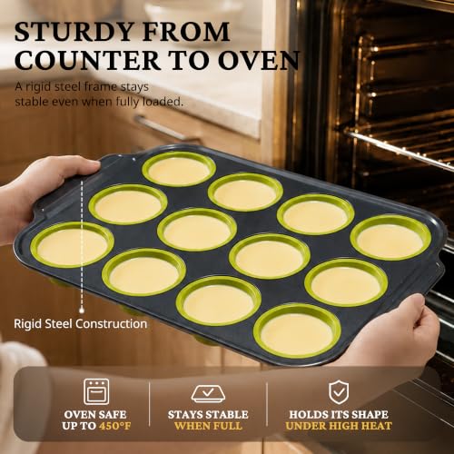 Silicone Muffin Pans for Baking with Metal Frame