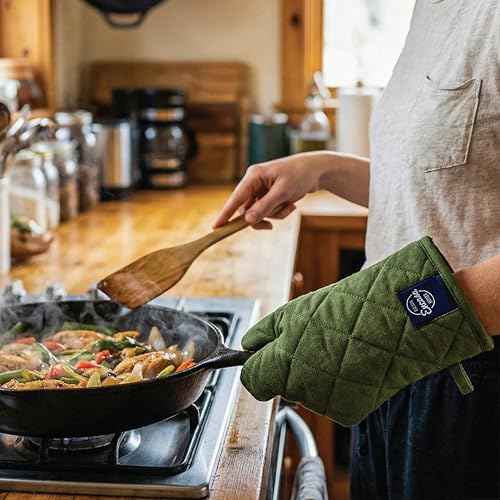 Oven Mitts and Pot Holders Set (Oven Glove + Pot Holder / Leaf Green)