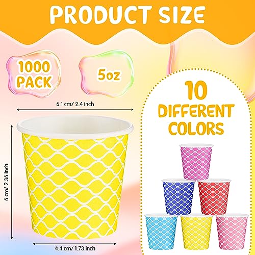 1000 Pcs Disposable Paper Cups Small (Wave / 2.4 inches x 1.7 inches)