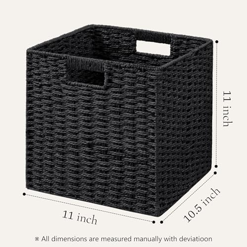 4 Pack Wicker Basket (Cube-4pack 11"×11"×10.5" / Black)