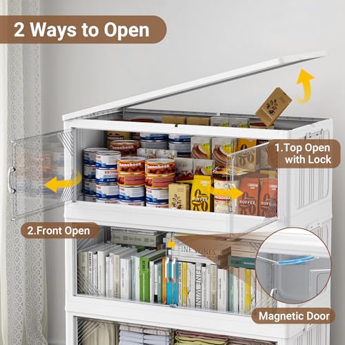 V60 1100QT Plastic Stackable Storage Bins with Lid (White / 220QT-5Pack)