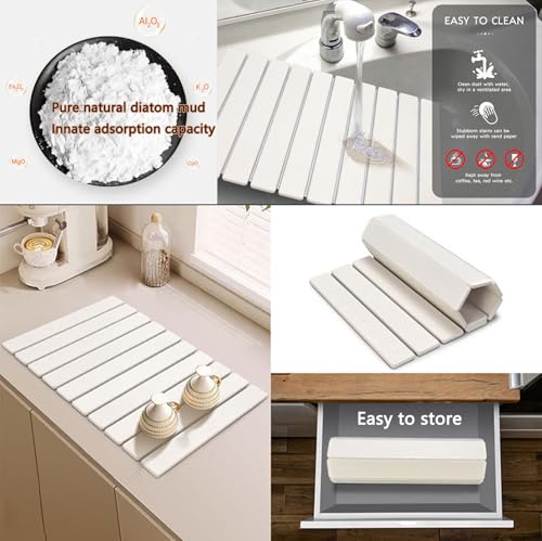 Stone Drying Mat for Kitchen Counter (White B / 23.6" x 15.4")