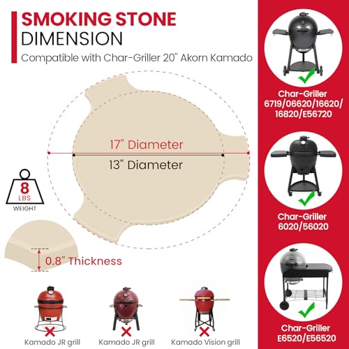 17" Cordierite Smoking Stone for Akorn Kamado Grill