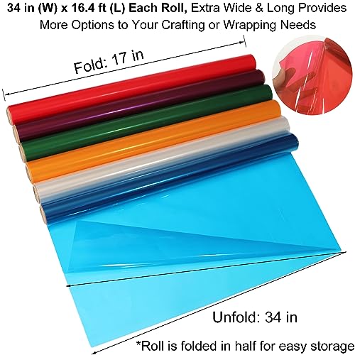 Transparent Colored Cellophane Wrap Roll (278.8 Sq Ft)