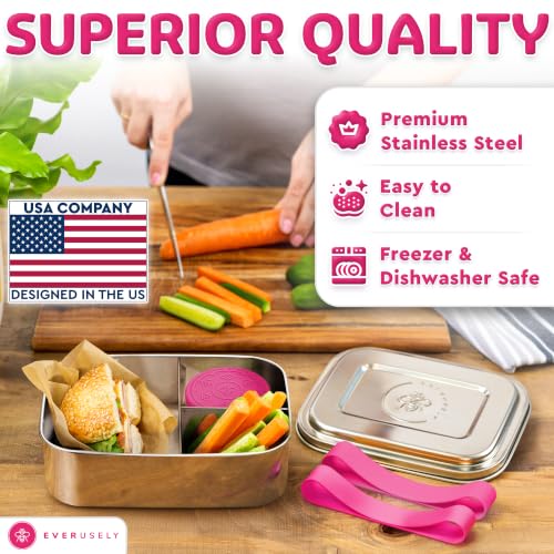 Stainless Steel Bento Box + Condiment Container (Dragonfruit / 47oz / 1400ml)