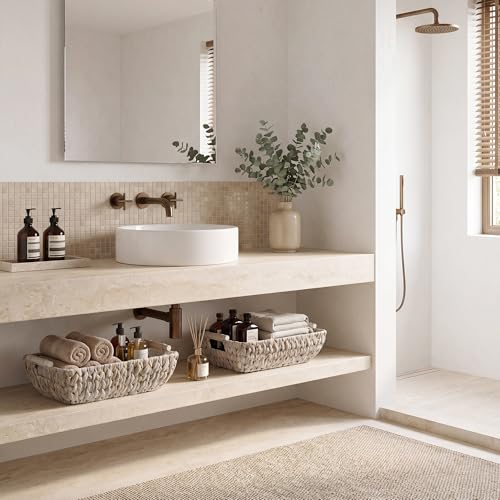 Wicker Baskets for Storage (White(Water Hyacinth) / Medium)