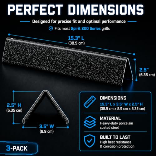 Flavorizer Bars Grill Parts for Weber Spirit E (15.3"×3.5"×2.5" - 7635 Spirit 200)