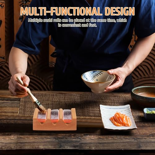 Wooden Taco Holder 3 Slot Sushi Handroll Stand V Shape Tray