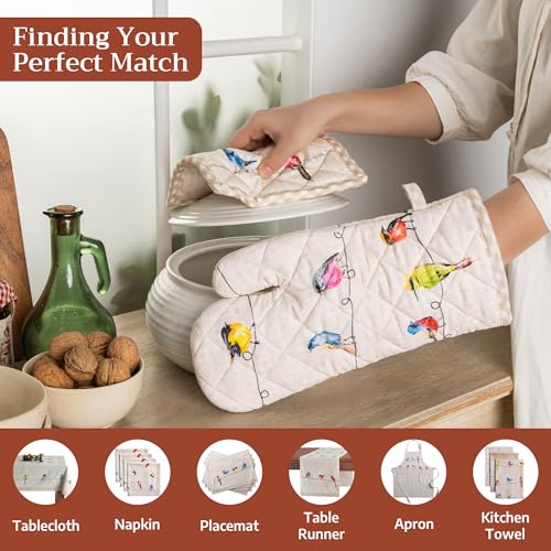 Pot Holders 100% Cotton Potholders (003 - Birdies on Wire / 8" x 8" (Pot Holder Pack of 2))