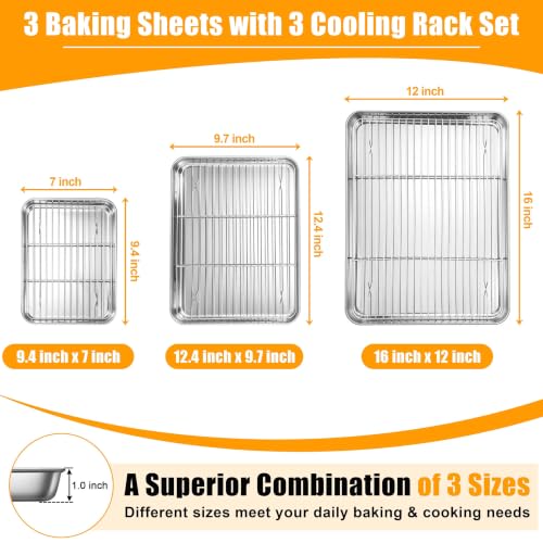 Baking Sheet with Wire Rack Set (16+12+9)
