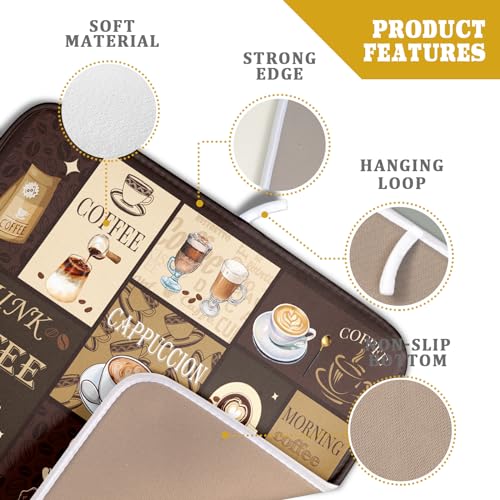 Brown Coffee Dish Drying Mat 16x18 Inch Coffee Cup Espresso Machine Pad Absorbent Washable Dish Rack Pad for Kitchen Counter Cafe Bar (brown coffee / 16" x 18")