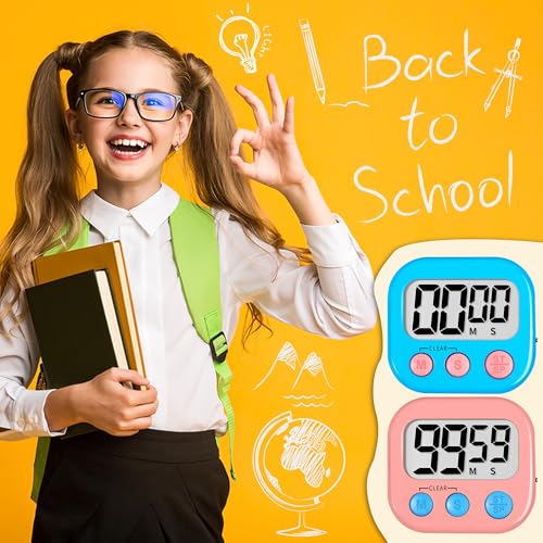 Digital Kitchen Timers for Cooking Kids Blue Pink 6 Pack (6 Count)