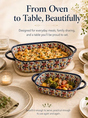 2 Piece Polish Pottery Style Ceramic Baking Dish Set (2 Count)
