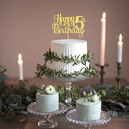 1 PCS Happy 5th Birthday Cake Topper (Gold / 5th)