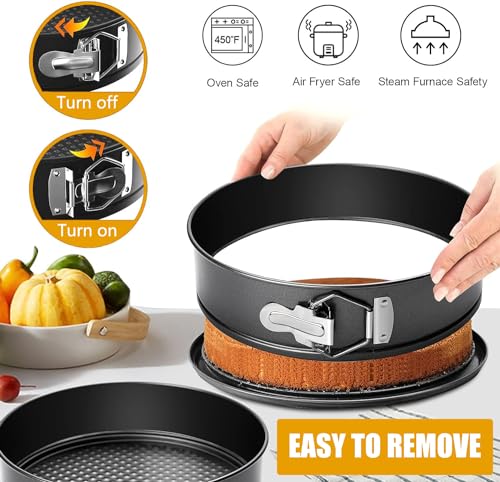 9 Inch Springform Pan Baking Pans Round Leakproof Nonstick Removable Bottom Bakeware for Cake (Round / 9 Inch)