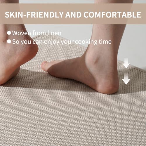 Long Kitchen Runner Rugs Kitchen Mat Non Slip Washable Beige 17"x71" (8.307 Sq Ft)