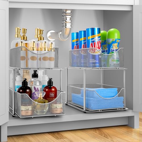 Pull Out Under Sink Organizer (2 Pack / Silver)