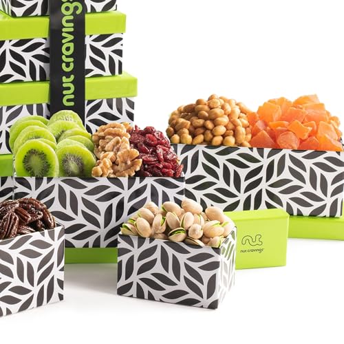 Dried Fruit & Mixed Nuts Gift Basket (Leaf - 6 Tier Tower)