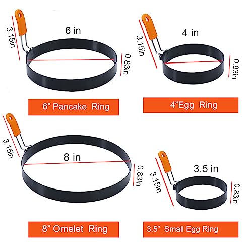 Stainless Steel Egg Rings (Orange 8 pcs with accessories)